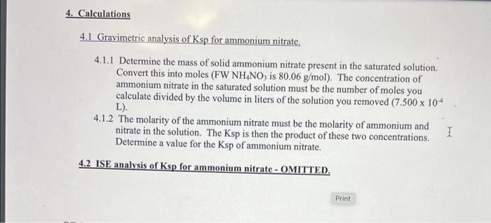 1 Gravimetric Determination Of Kn Mass Of Evap Dish Tare 20 9522 Calculated Values Mass Of Evap Dish Gross 215764 R 4