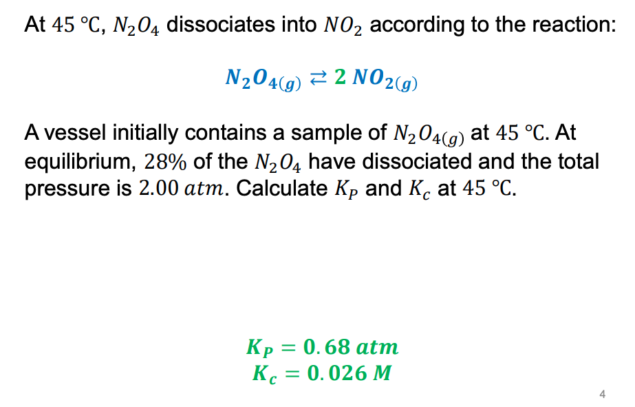 At 45 C N204 Dissociates Into No2 According To The Reaction N204 G 2 No2 G A Vessel Initially Contains A Sample O 1