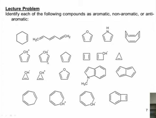 Lecture Problem Identify Each Of The Following Compounds As Aromatic Non Aromatic Or Anti Aromatic A 7 1