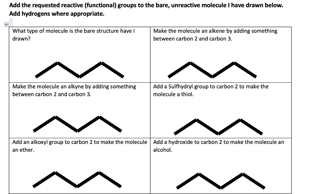 Add The Requested Reactive Functional Groups To The Bare Unreactive Molecule I Have Drawn Below Add Hydrogens Where 1