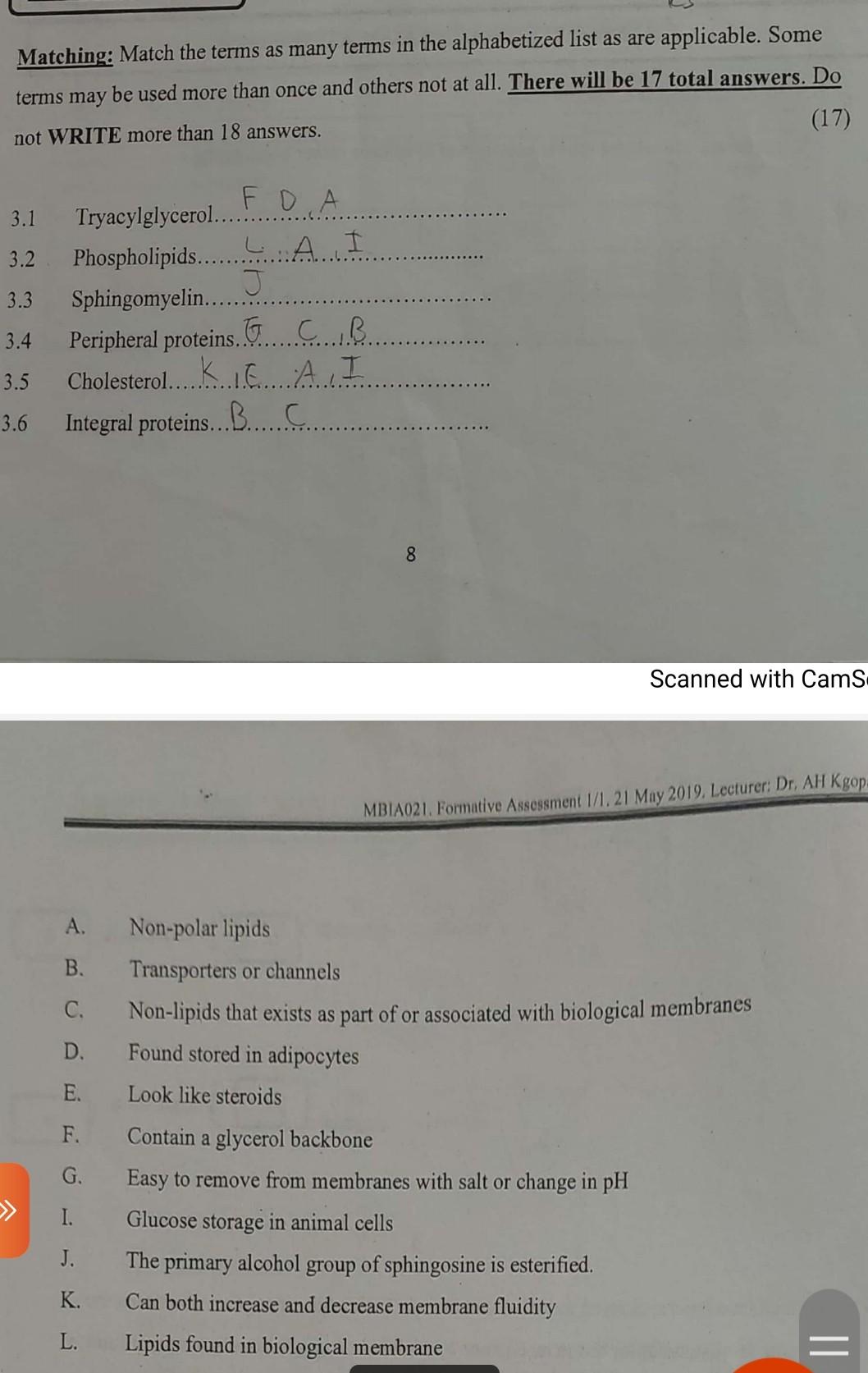 Matching Match The Terms As Many Terms In The Alphabetized List As Are Applicable Some Terms May Be Used More Than Onc 1