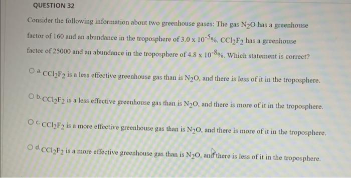 Question 31 The Graph Below Presents Some Evidence About The Amounts Of Ozone Relative To Chlorine At Different Latitude 3