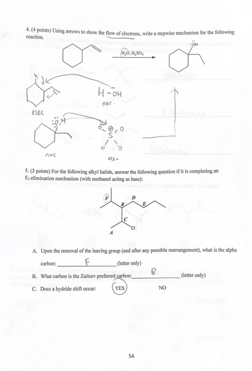 4 4 Points Using Arrows To Show The Flow Of Electrons Write A Stepwise Mechanism For The Following Reaction Oh H20 1