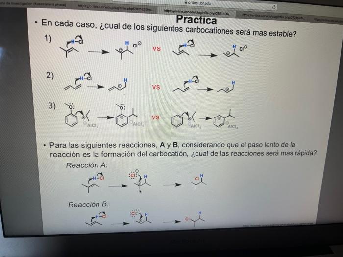 Online Eu Httprile 2016 Practica En Cada Caso Cual De Los Siguientes Carbocationes Sera Mas Estable 1 Vs 2 A V 2