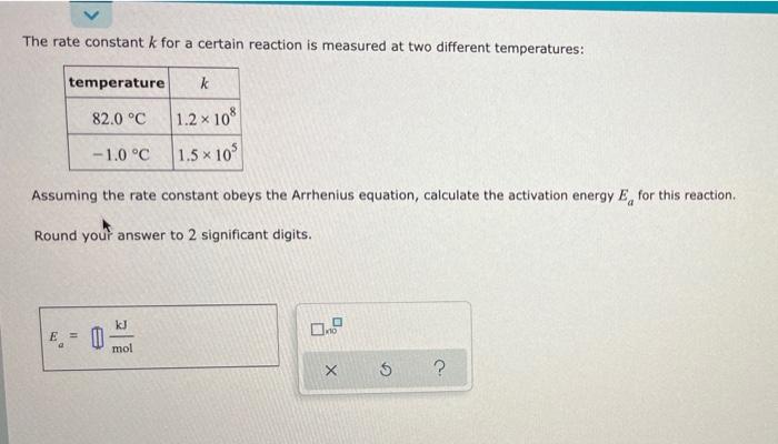 The Rate Constant Of A Certain Reaction Is Known To Obey The Arrhenius Equation And To Have An Activation Energy 8 21 2