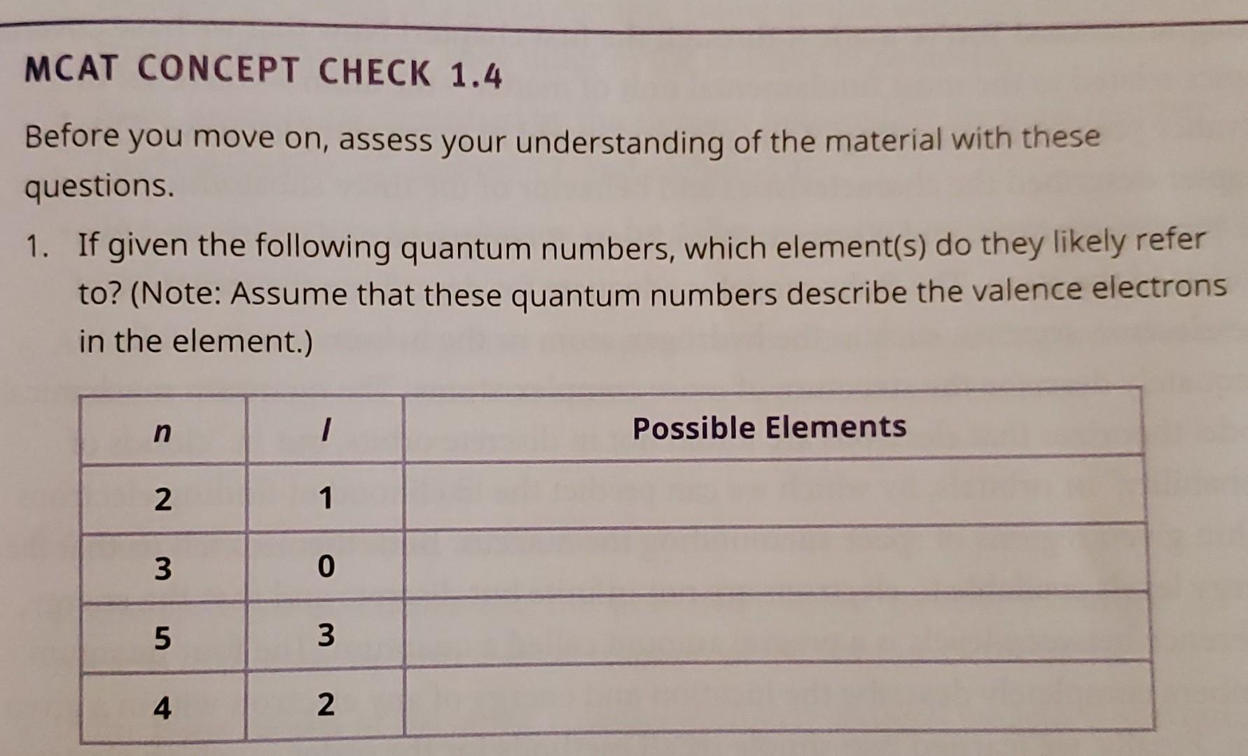 Mcat Concept Check 1 4 Before You Move On Assess Your Understanding Of The Material With These Questions 1 If Given T 1