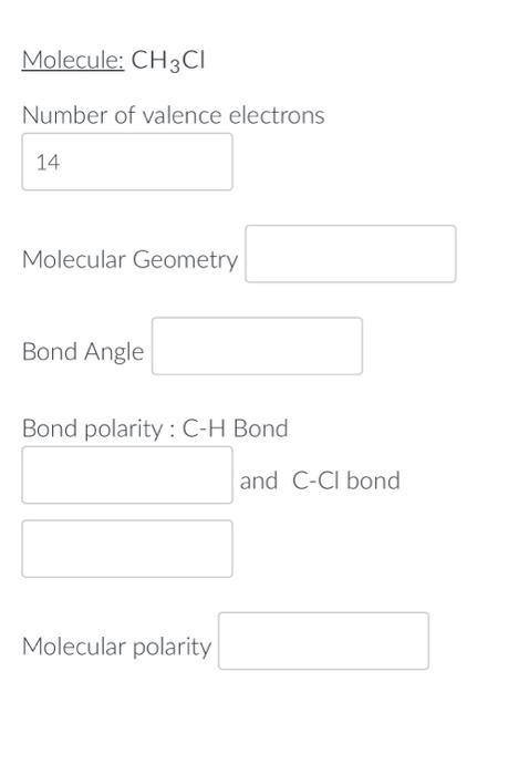 Molecule Ch4 Number Of Valence Electrons Molecular Geometry Bond Angle Bond Polarity Molecular Polarity Molecule Ch3 2