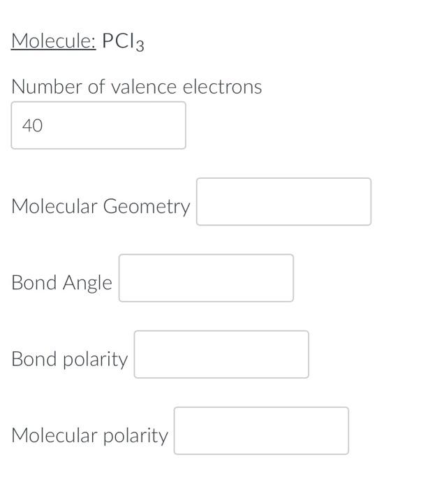 Molecule H30 Number Of Valence Electrons 00 8 Molecular Geometry Bond Angle Bond Polarity Molecular Polarity Molecul 2