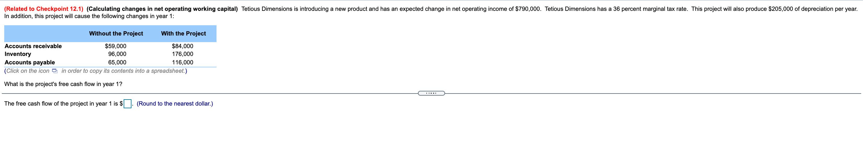 Related To Checkpoint 12 1 Calculating Changes In Net Operating Working Capital Tetious Dimensions Is Introducing A 1