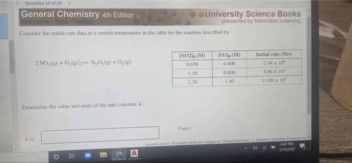 Question 10 Of 30 General Chemistry 4th Edition University Science Books Mcquarrie Rock Gallogly Presented By Macmilla 1