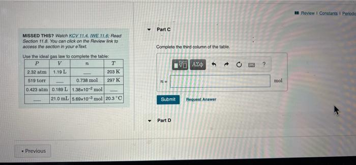 Ents Exercise 11 66 4 Of 1 Ns Review Constants Periodic 1 Nd Part A Oto Videos Complete The First Column Of The Table M 3