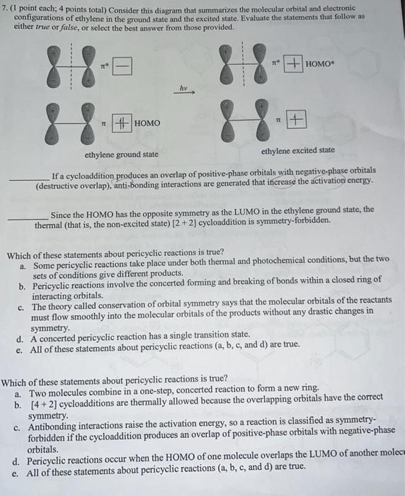 7 1 Point Each 4 Points Total Consider This Diagram That Summarizes The Molecular Orbital And Electronic Configuratio 1