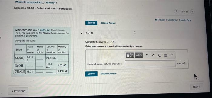 Week 6 Homework 26 Attempt 1 Exercise 13 70 Enhanced With Feedback 1t Of 10 A Review Contato Periodic Table V Par 3