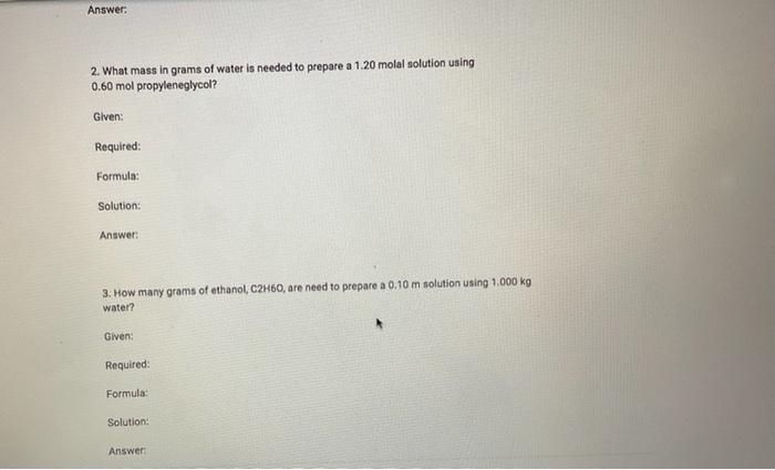 1 What Is The Molality Of A Solution In Which 0 32 Moles Aluminum Chloride Has Been Dissolved In 2 200 G Water Given 2