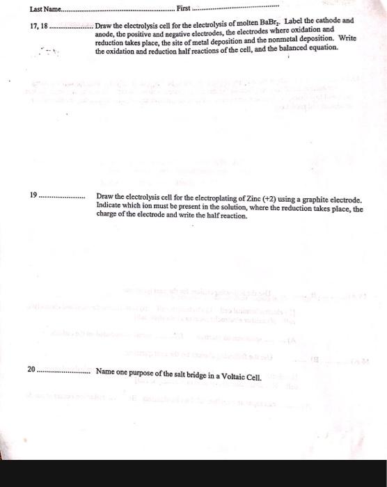 12 On Table J The Best Reducing Agent Is And The Best Oxidizing Agent Is 13 14 Draw The Electrochemical Cell Fe S Fe 2