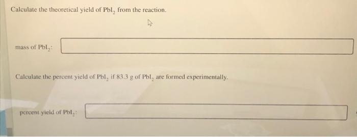A Precipitation Reaction Occurs When 777 Ml Of 0 669 M Pb No Reacts With 471 Ml Of 0 890 M Ki As Shown By The Followi 2