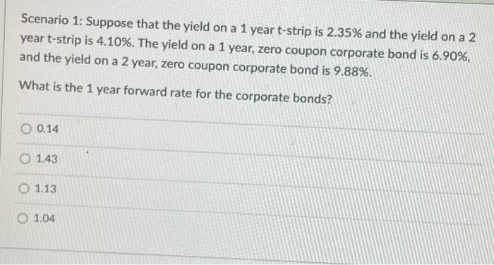 Scenario 1 Suppose That The Yield On A 1 Year T Strip Is 2 35 And The Yield On A 2 Year T Strip Is 4 10 The Yield On 2