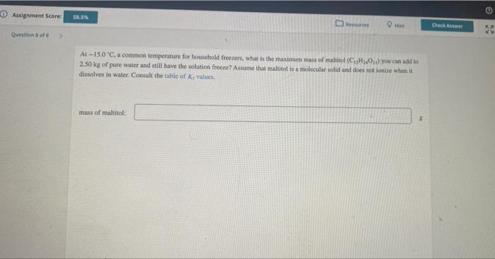 Assignment Scone 58 5 O Duck Question Of At 150 C A Common Temperature For Household Freezers What Is The Maximum Mas 1