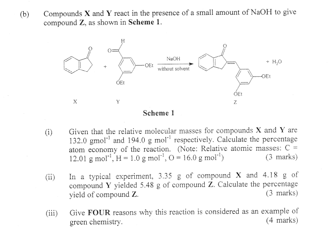 B Compounds X And Y React In The Presence Of A Small Amount Of Naoh To Give Compound Z As Shown In Scheme 1 Naoh 1