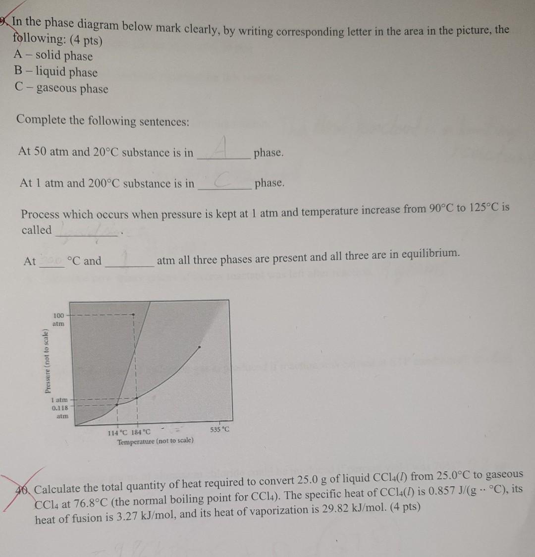 3 In The Phase Diagram Below Mark Clearly By Writing Corresponding Letter In The Area In The Picture The Following 1
