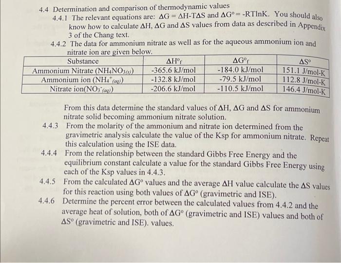 4 4 Determination And Comparison Of Thermodynamic Values 4 4 1 The Relevant Equations Are Ag Ah Tas And Ag Rtink 1