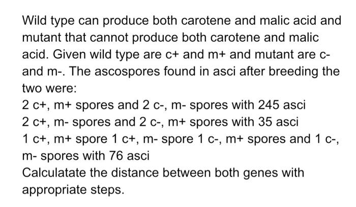 Wild Type Can Produce Both Carotene And Malic Acid And Mutant That Cannot Produce Both Carotene And Malic Acid Given Wi 1