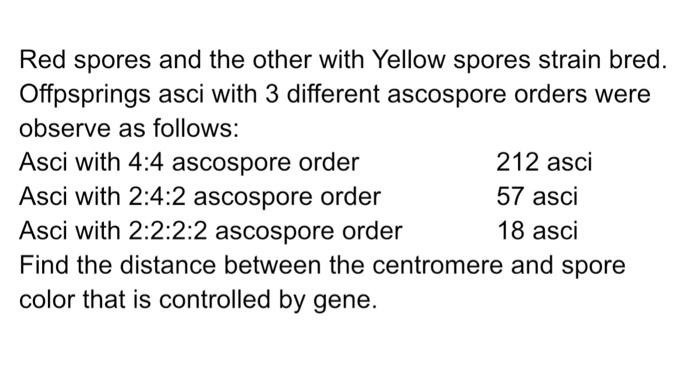 Red Spores And The Other With Yellow Spores Strain Bred Offpsprings Asci With 3 Different Ascospore Orders Were Observe 1