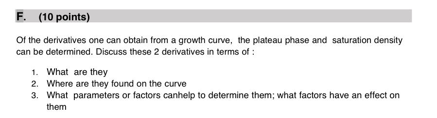 F 10 Points Of The Derivatives One Can Obtain From A Growth Curve The Plateau Phase And Saturation Density Can Be De 1