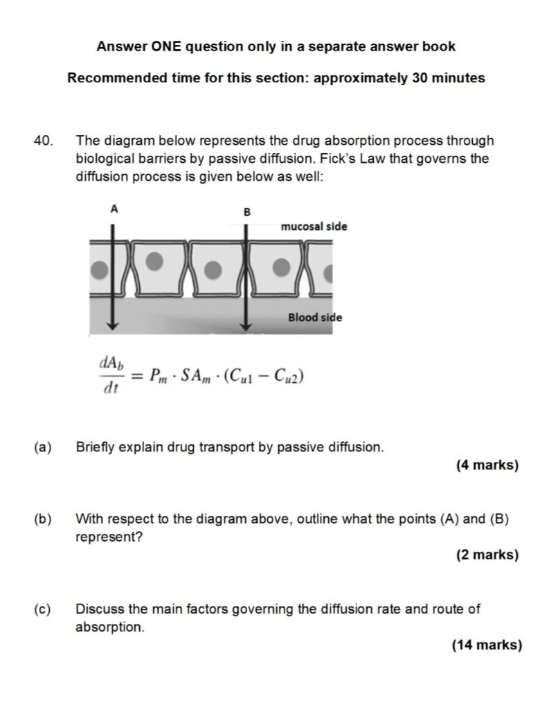Answer One Question Only In A Separate Answer Book Recommended Time For This Section Approximately 30 Minutes 40 The D 1
