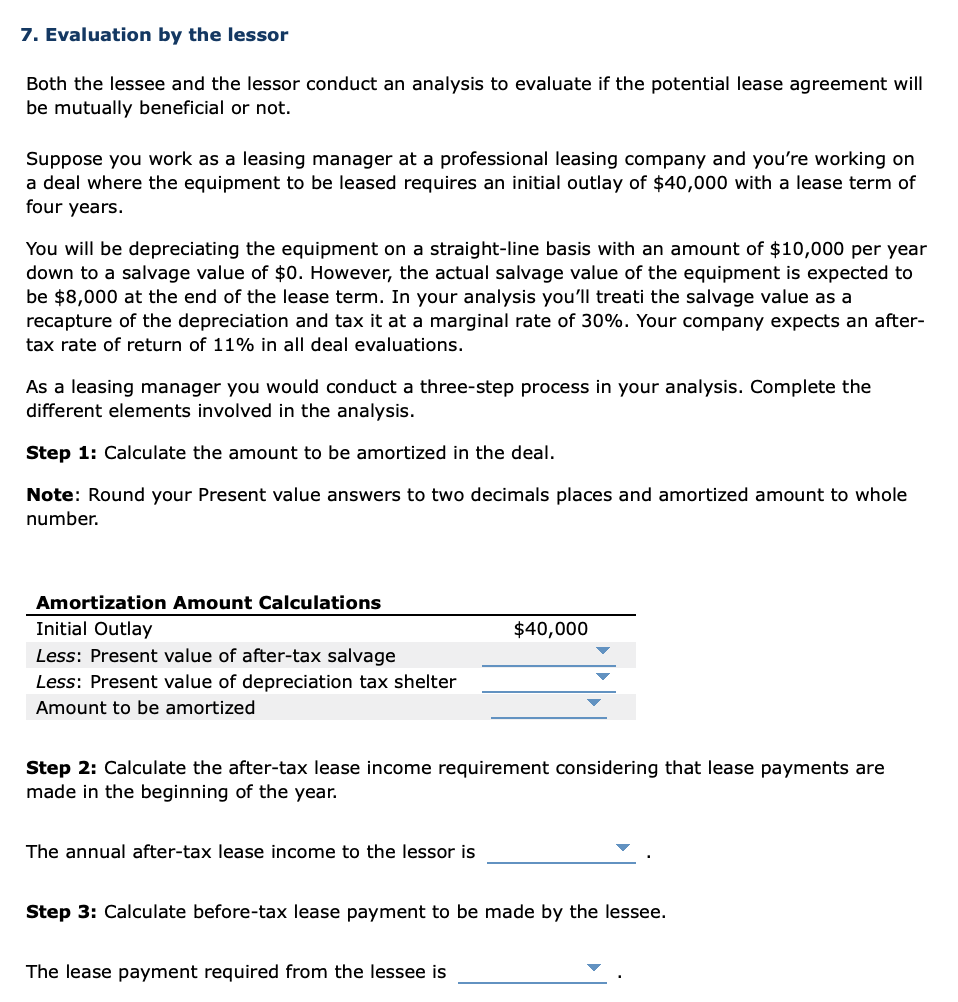 7 Evaluation By The Lessor Both The Lessee And The Lessor Conduct An Analysis To Evaluate If The Potential Lease Agreem 1