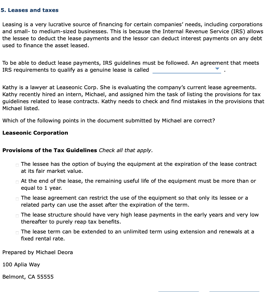 5 Leases And Taxes Leasing Is A Very Lucrative Source Of Financing For Certain Companies Needs Including Corporations 1