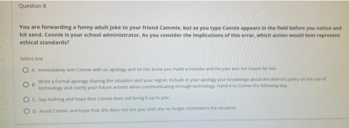 Question 8 You Are Forwarding A Funny Adult Joke To Your Friend Cammle But As You Type Connie Appears In The Field Befo 1