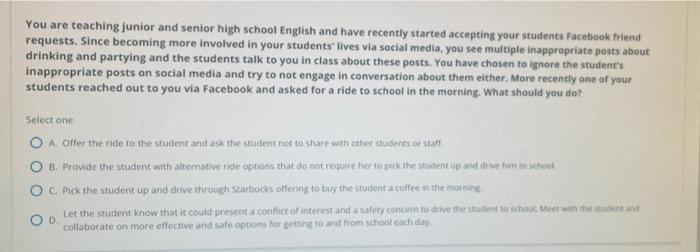 You Are Teaching Junior And Senior High School English And Have Recently Started Accepting Your Students Facebook Friend 1
