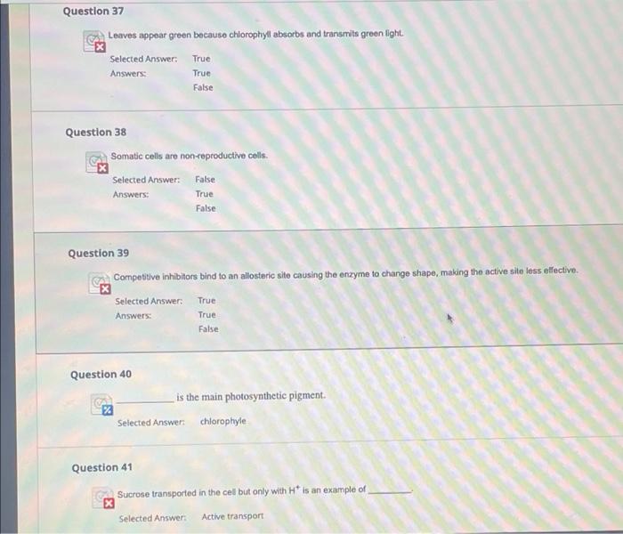Question 37 Leaves Appear Green Because Chlorophyll Absorbs And Transmits Green Light Selected Answer True Answers Tru 1