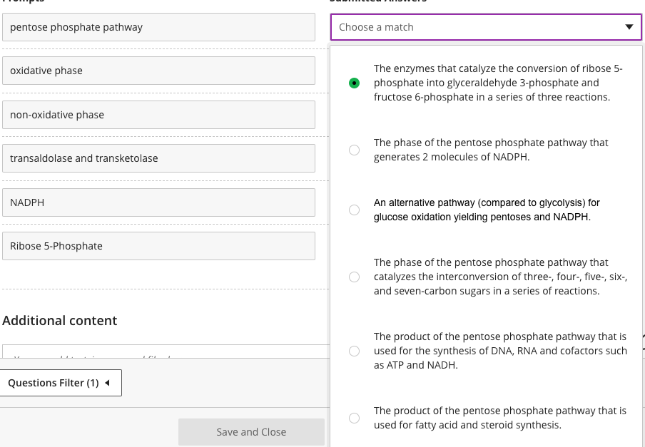 Pentose Phosphate Pathway Choose A Match Oxidative Phase The Enzymes That Catalyze The Conversion Of Ribose 5 Phosphate 1