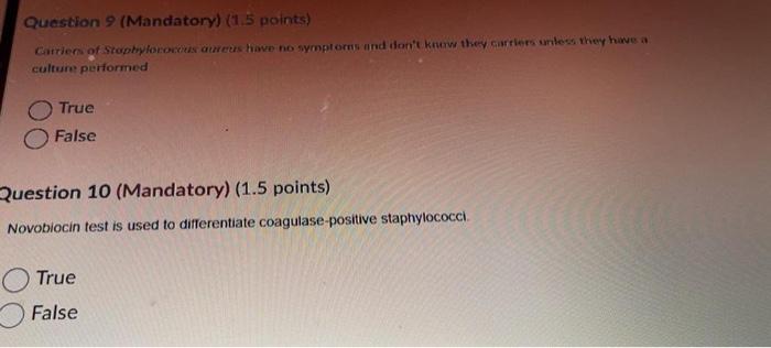 Question 9 Mandatory 1 5 Points Carriers Of Stopy Loroces Verts Have No Symptoms And Don T Know They Carriers Unless 1