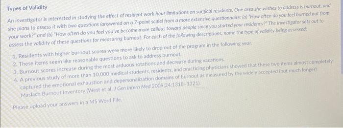 Types Of Validity An Investigator Is Interested In Studying The Effect Of Resident Work Hour Limitations On Surgical Res 1