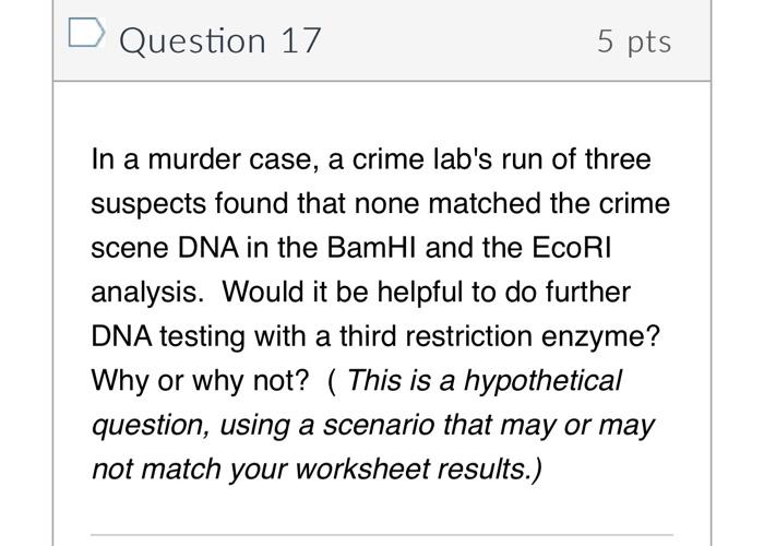 Chc Biol 130 Lab 0 1 Dna Forensic Analysis Revised Fall 2021 Name Sec Yi Worksheet I Paper Murder Rflp Dna Restricti 5