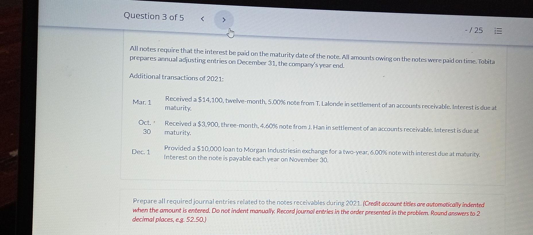 On December 31 2020 Tobita Company Had The Following Balances Reported On Its Balance Sheet Notes Receivable 17 100 2