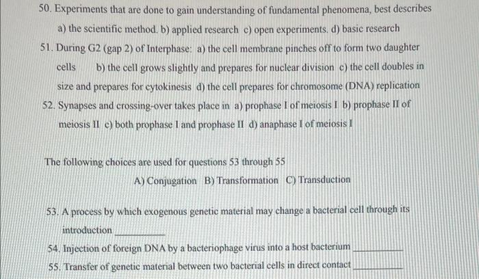 50 Experiments That Are Done To Gain Understanding Of Fundamental Phenomena Best Describes A The Scientific Method B 1