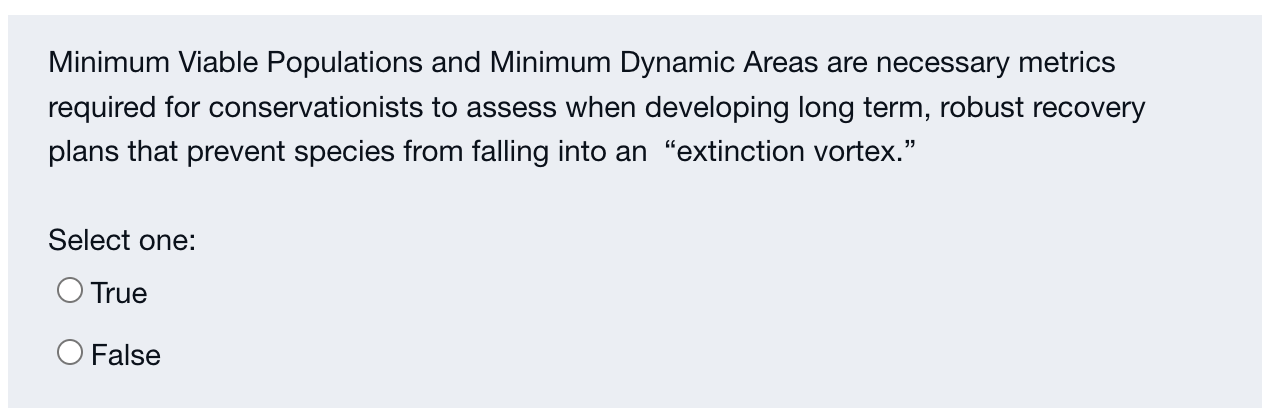 Minimum Viable Populations And Minimum Dynamic Areas Are Necessary Metrics Required For Conservationists To Assess When 1