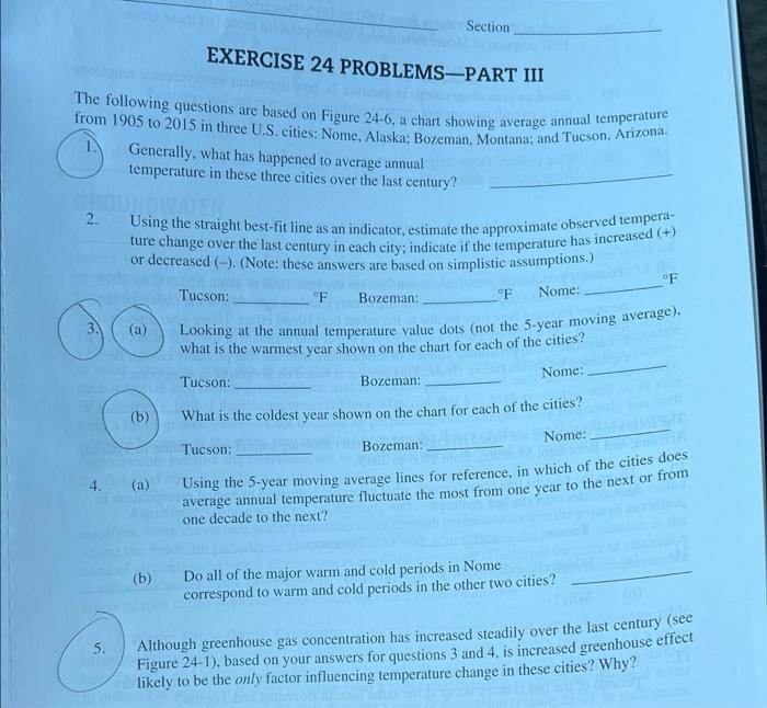 Section Exercise 24 Problems Part Iii The Following Questions Are Based On Figure 24 6 A Chart Showing Average Annual T 1