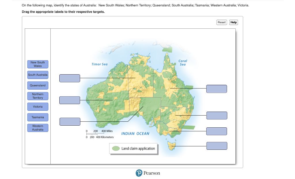 On The Following Map Identify The States Of Australia New South Wales Northern Territory Queensland South Australia 1