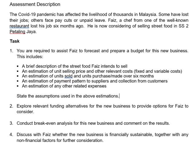 Assessment Description The Covid 19 Pandemic Has Affected The Livelihood Of Thousands In Malaysia Some Have Lost Their 1