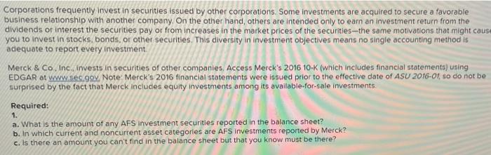 Corporations Frequently Invest In Securities Issued By Other Corporations Some Investments Are Acquired To Secure A Fav 1