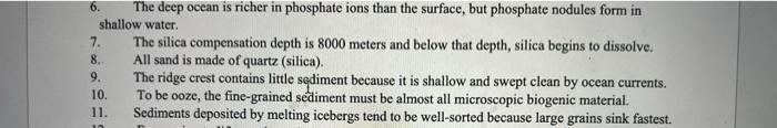 6 The Deep Ocean Is Richer In Phosphate Ions Than The Surface But Phosphate Nodules Form In Shallow Water 7 The Silic 1