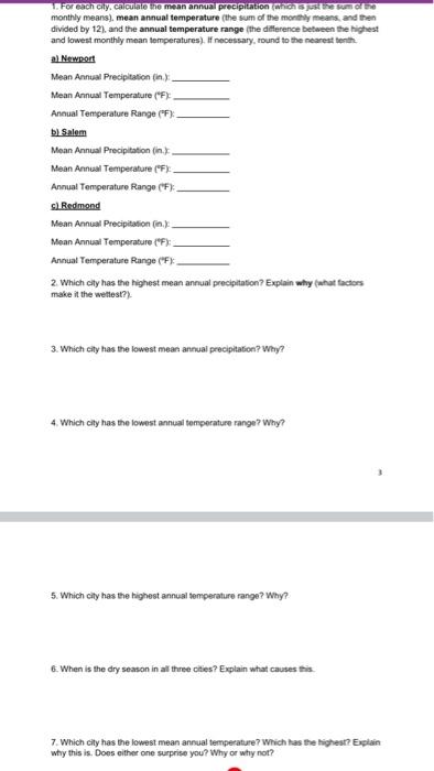 Physical Geography Exercise 5 Creating And Comparing Climographs Climographs One Of The Most Useful Aspects Of The Phy 3