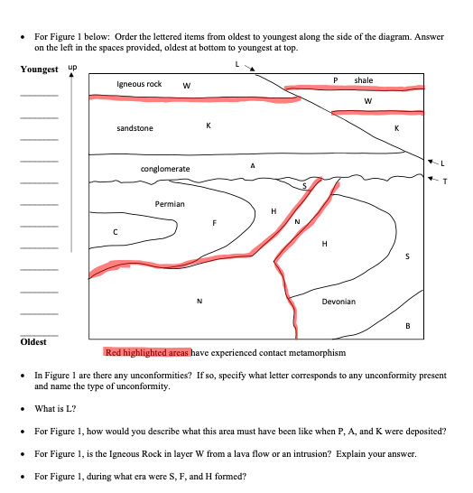 For Figure 1 Below Order The Lettered Items From Oldest To Youngest Along The Side Of The Diagram Answer On The Left I 1