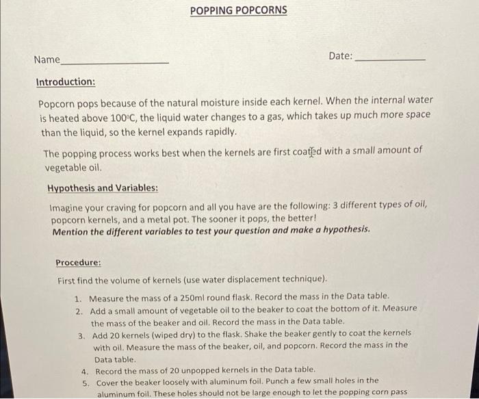 Reading Items Measurments Gml 8 2ml 8 2 6 2 2ml 6ml Water Water Kernals Volume Of Unpoped Popcorn Kernels 2s0ml Rou 3