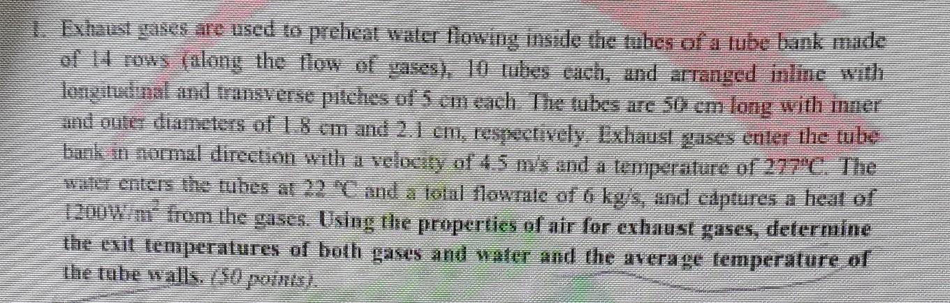 Exhaust Gases Are Used To Prehea Waler Laxing Inside The Tubes Of A Lube Bank Made Of 14 Rows Along The Flow Of Gase 1